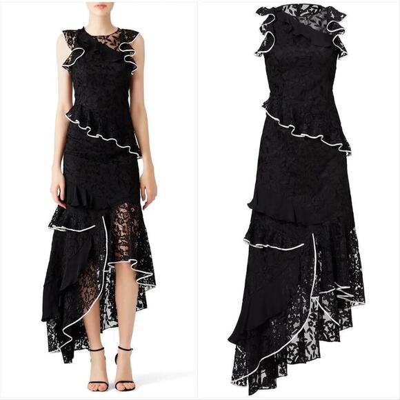 Anthropologie Sachin & Babi Asymmetric Lace Contrast Dress wedding guest size 2